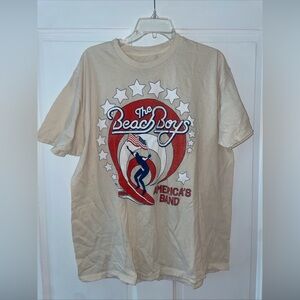 Beach Boys America’s Band Tee XL Vintage Style USA Flag Surf Graphic Beige